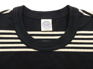 TOYS McCOY Men's Steve McQueen Inspired Multi-Border Striped Short Sleeve Crew Neck T-Shirt - Garment-Dyed Cotton Jersey - Made in Japan (TMC2616 041 Ivory x Black)