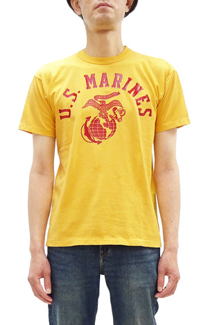TOYS McCOY Men's Taxi Driver "U.S. Marines" Graphic Short Sleeve T-Shirt - Garment-Dyed Circular-Knit Tubular Tee - Made in Japan (TMC2624 060 Yellow)