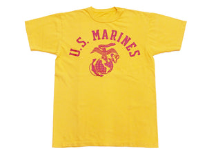 TOYS McCOY Men's Taxi Driver "U.S. Marines" Graphic Short Sleeve T-Shirt - Garment-Dyed Circular-Knit Tubular Tee - Made in Japan (TMC2624 060 Yellow)