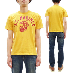 TOYS McCOY Men's Taxi Driver "U.S. Marines" Graphic Short Sleeve T-Shirt - Garment-Dyed Circular-Knit Tubular Tee - Made in Japan (TMC2624 060 Yellow)