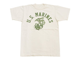TOYS McCOY Men's Taxi Driver "U.S. Marines" Graphic Short Sleeve T-Shirt - Garment-Dyed Circular-Knit Tubular Tee - Made in Japan (TMC2624 040 Natural)
