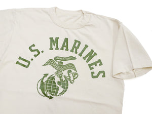 TOYS McCOY Men's Taxi Driver "U.S. Marines" Graphic Short Sleeve T-Shirt - Garment-Dyed Circular-Knit Tubular Tee - Made in Japan (TMC2624 040 Natural)