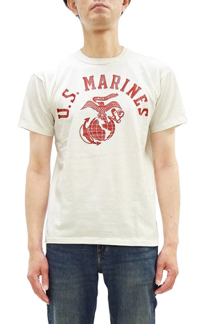 TOYS McCOY Men's Taxi Driver "U.S. Marines" Graphic Short Sleeve T-Shirt - Garment-Dyed Circular-Knit Tubular Tee - Made in Japan (TMC2624 011 Off-White)