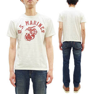 TOYS McCOY Men's Taxi Driver "U.S. Marines" Graphic Short Sleeve T-Shirt - Garment-Dyed Circular-Knit Tubular Tee - Made in Japan (TMC2624 011 Off-White)