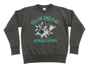TOYS McCOY Men's Felix the Cat Vintage-Inspired Sweatshirt, 14.8 oz. Extra Heavyweight 100% Cotton Brushed-Back Fleece, Tubular Body, Double-V Inserts, Unwashed, Made in Japan (TMC2643 030 Faded Black)