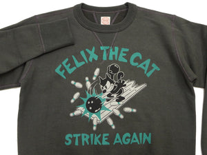 TOYS McCOY Men's Felix the Cat Vintage-Inspired Sweatshirt, 14.8 oz. Extra Heavyweight 100% Cotton Brushed-Back Fleece, Tubular Body, Double-V Inserts, Unwashed, Made in Japan (TMC2643 030 Faded Black)