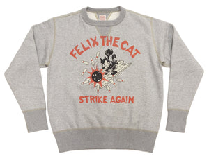 TOYS McCOY Men's Felix the Cat Vintage-Inspired Sweatshirt, 14.8 oz. Extra Heavyweight 100% Cotton Brushed-Back Fleece, Tubular Body, Double-V Inserts, Unwashed, Made in Japan (TMC2643 021 Ash Gray)