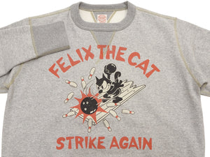 TOYS McCOY Men's Felix the Cat Vintage-Inspired Sweatshirt, 14.8 oz. Extra Heavyweight 100% Cotton Brushed-Back Fleece, Tubular Body, Double-V Inserts, Unwashed, Made in Japan (TMC2643 021 Ash Gray)