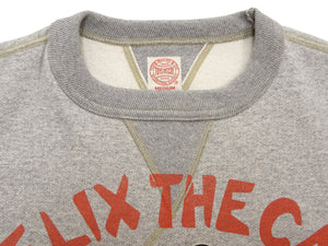 TOYS McCOY Men's Felix the Cat Vintage-Inspired Sweatshirt, 14.8 oz. Extra Heavyweight 100% Cotton Brushed-Back Fleece, Tubular Body, Double-V Inserts, Unwashed, Made in Japan (TMC2643 021 Ash Gray)