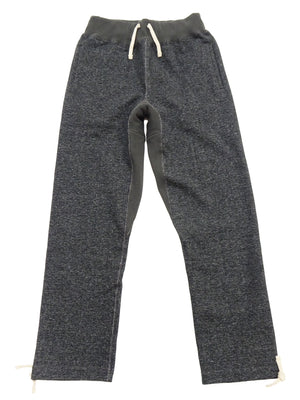 TOYS McCOY Men's Vintage-Inspired Heavyweight Sweatpants, 100% Cotton Black Heather Brushed Fleece, Regular Straight Fit, Rib-Knit Waistband and Crotch Gusset, Waist and Hem Drawstrings, Unwashed, Made in Japan (TMC2665, 031 Black Heather)
