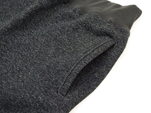 TOYS McCOY Men's Vintage-Inspired Heavyweight Sweatpants, 100% Cotton Black Heather Brushed Fleece, Regular Straight Fit, Rib-Knit Waistband and Crotch Gusset, Waist and Hem Drawstrings, Unwashed, Made in Japan (TMC2665, 031 Black Heather)