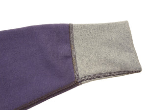 TOYS McCOY Men's Plain Two-Tone Crew Neck Sweatshirt, 14.8 oz. Extra-Heavyweight Brushed-Back Cotton, Tubular Body, Unwashed, Made in Japan (TMC2670 120 Purplish Blue / Gray)