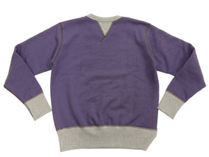 TOYS McCOY Men's Plain Two-Tone Crew Neck Sweatshirt, 14.8 oz. Extra-Heavyweight Brushed-Back Cotton, Tubular Body, Unwashed, Made in Japan (TMC2670 120 Purplish Blue / Gray)