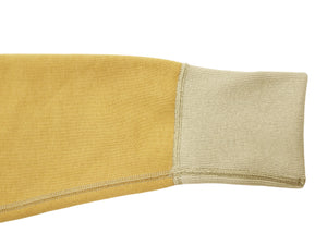 TOYS McCOY Men's Plain Two-Tone Crew Neck Sweatshirt, 14.8 oz. Extra-Heavyweight Brushed-Back Cotton, Tubular Body, Unwashed, Made in Japan (TMC2670 061 Mustard / Beige)