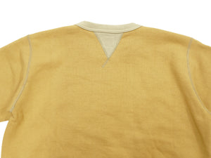 TOYS McCOY Men's Plain Two-Tone Crew Neck Sweatshirt, 14.8 oz. Extra-Heavyweight Brushed-Back Cotton, Tubular Body, Unwashed, Made in Japan (TMC2670 061 Mustard / Beige)