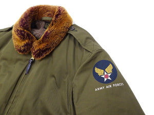 TOYS McCOY Jacket Men's Reproduction Of USAAF B-10 Flight Jacket Red Rib B10 Cotton Bomber Jacket Olive TMJ2329