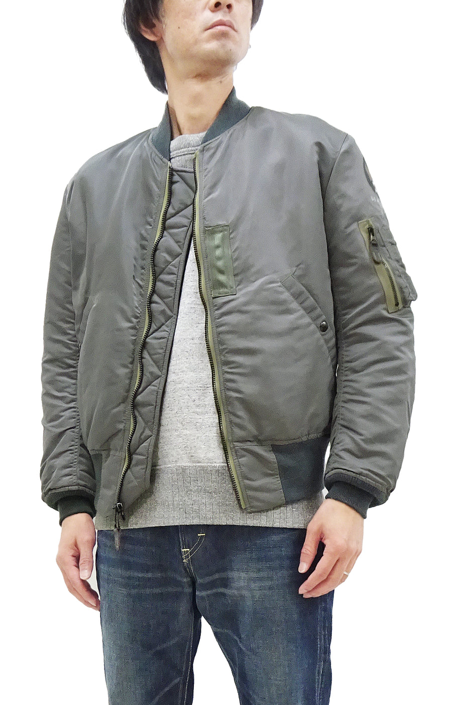 TOYS McCOY MA-1 Flight Jacket Men's Reproduction of Albert Turner MA1 Bomber Jacket TMJ2331 Sage-Gray