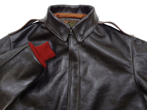 TOYS McCOY A-2 Flight Jacket with Red Rib Men's Casual A2 Leather Bomber Jacket TMJ2422 Dark-Seal-Brown