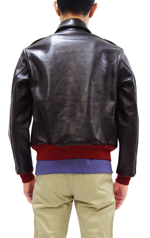 TOYS McCOY A-2 Flight Jacket with Red Rib Men's Casual A2 Leather Bomber Jacket TMJ2422 Dark-Seal-Brown