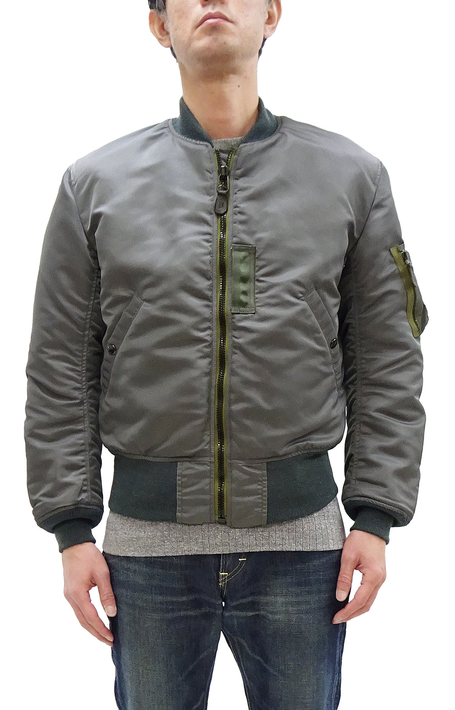 TOYS McCOY MA-1 Flight Jacket Men's Reproduction of Albert Turner MA1 Bomber Jacket TMJ2432 Sage-Gray