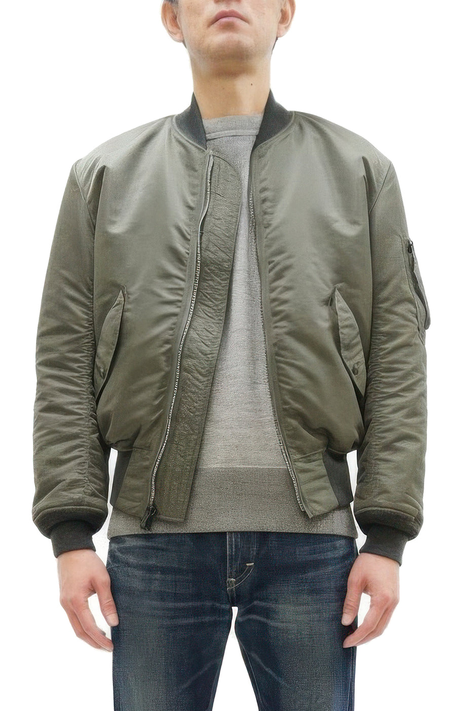 TOYS McCOY Men's Steve McQueen MA-1 Flight Jacket - MIL-J-8279E MA1 E-Type Bomber Jacket Reproduction - Made in Japan (TMJ2519 161 Sage)
