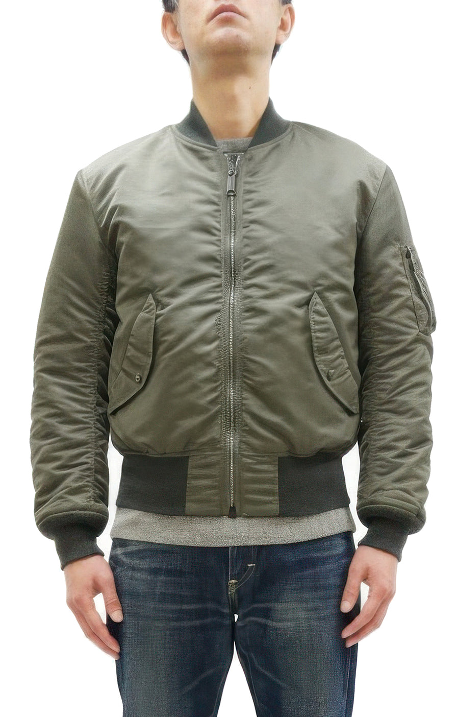 TOYS McCOY Men's Steve McQueen MA-1 Flight Jacket - MIL-J-8279E MA1 E-Type Bomber Jacket Reproduction - Made in Japan (TMJ2519 161 Sage)