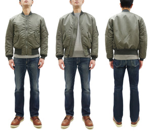TOYS McCOY Men's Steve McQueen MA-1 Flight Jacket - MIL-J-8279E MA1 E-Type Bomber Jacket Reproduction - Made in Japan (TMJ2519 161 Sage)