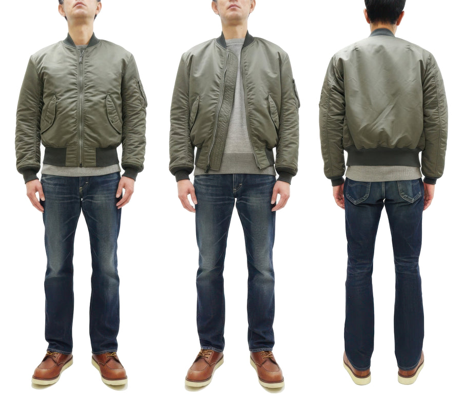 TOYS McCOY Men's Steve McQueen MA-1 Flight Jacket - MIL-J-8279E MA1 E-Type Bomber Jacket Reproduction - Made in Japan (TMJ2519 161 Sage)