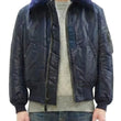 Load image into Gallery viewer, TOYS McCOY Men&#39;s USAF B-15C Flight Jacket, Albert Turner Reproduction Nylon Bomber Jacket with Mouton Fur Collar - Made in Japan (TMJ2530 Air Force Blue)
