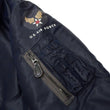 Load image into Gallery viewer, TOYS McCOY Men&#39;s USAF B-15C Flight Jacket, Albert Turner Reproduction Nylon Bomber Jacket with Mouton Fur Collar - Made in Japan (TMJ2530 Air Force Blue)
