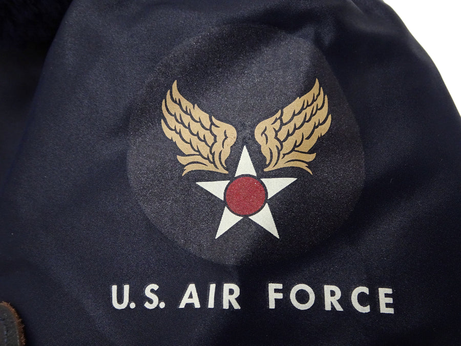 TOYS McCOY Men's USAF B-15C Flight Jacket, Albert Turner Reproduction Nylon Bomber Jacket with Mouton Fur Collar - Made in Japan (TMJ2530 Air Force Blue)