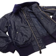 Load image into Gallery viewer, TOYS McCOY Men&#39;s USAF B-15C Flight Jacket, Albert Turner Reproduction Nylon Bomber Jacket with Mouton Fur Collar - Made in Japan (TMJ2530 Air Force Blue)
