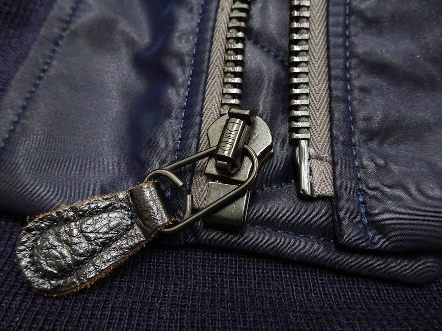 TOYS McCOY Men's USAF B-15C Flight Jacket, Albert Turner Reproduction Nylon Bomber Jacket with Mouton Fur Collar - Made in Japan (TMJ2530 Air Force Blue)