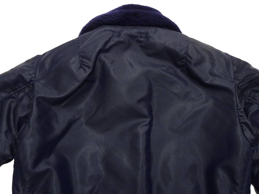 TOYS McCOY Men's USAF B-15C Flight Jacket, Albert Turner Reproduction Nylon Bomber Jacket with Mouton Fur Collar - Made in Japan (TMJ2530 Air Force Blue)