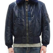 Load image into Gallery viewer, TOYS McCOY Men&#39;s USAF B-15C Flight Jacket, Albert Turner Reproduction Nylon Bomber Jacket with Mouton Fur Collar - Made in Japan (TMJ2530 Air Force Blue)
