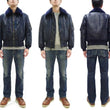Load image into Gallery viewer, TOYS McCOY Men&#39;s USAF B-15C Flight Jacket, Albert Turner Reproduction Nylon Bomber Jacket with Mouton Fur Collar - Made in Japan (TMJ2530 Air Force Blue)

