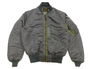 TOYS McCOY Men's MA-1 Flight Jacket - Albert Turner Reproduction, Sage Gray Nylon Bomber Jacket, Made in Japan TMJ2533