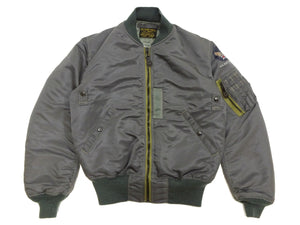 TOYS McCOY Men's MA-1 Flight Jacket - Albert Turner Reproduction, Sage Gray Nylon Bomber Jacket, Made in Japan TMJ2533