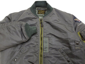 TOYS McCOY Men's MA-1 Flight Jacket - Albert Turner Reproduction, Sage Gray Nylon Bomber Jacket, Made in Japan TMJ2533