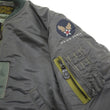 Load image into Gallery viewer, TOYS McCOY Men&#39;s MA-1 Flight Jacket - Albert Turner Reproduction, Sage Gray Nylon Bomber Jacket, Made in Japan TMJ2533
