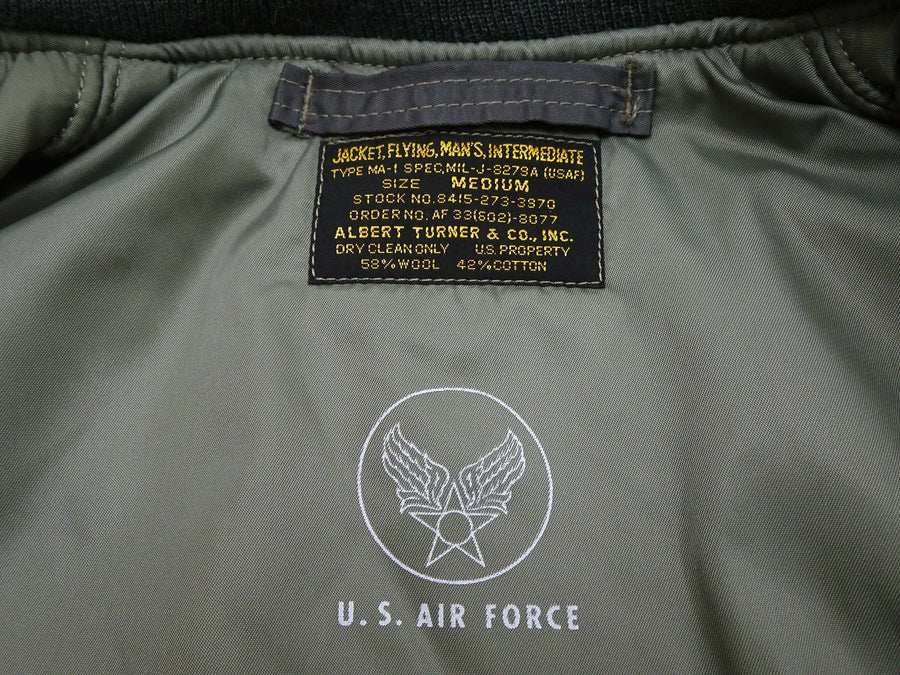 TOYS McCOY Men's MA-1 Flight Jacket - Albert Turner Reproduction, Sage Gray Nylon Bomber Jacket, Made in Japan TMJ2533