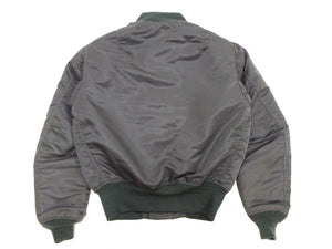 TOYS McCOY Men's MA-1 Flight Jacket - Albert Turner Reproduction, Sage Gray Nylon Bomber Jacket, Made in Japan TMJ2533