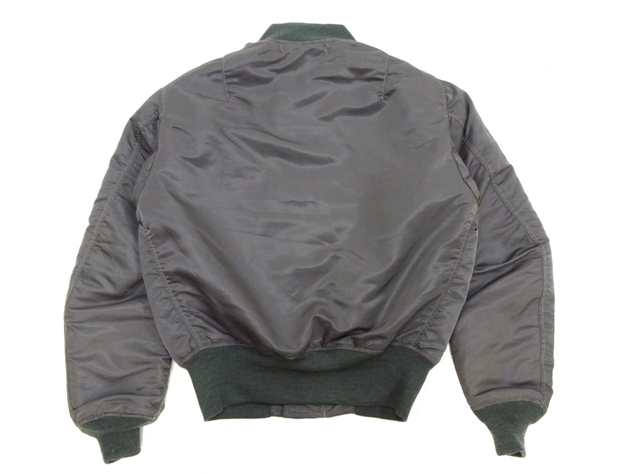 TOYS McCOY Men's MA-1 Flight Jacket - Albert Turner Reproduction, Sage Gray Nylon Bomber Jacket, Made in Japan TMJ2533