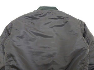 TOYS McCOY Men's MA-1 Flight Jacket - Albert Turner Reproduction, Sage Gray Nylon Bomber Jacket, Made in Japan TMJ2533