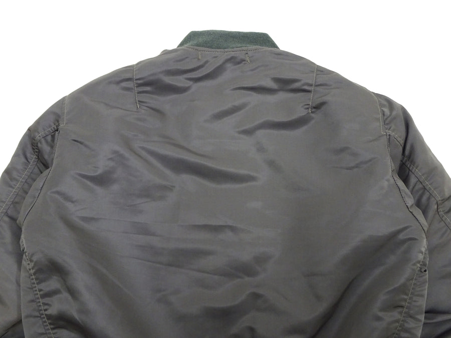 TOYS McCOY Men's MA-1 Flight Jacket - Albert Turner Reproduction, Sage Gray Nylon Bomber Jacket, Made in Japan TMJ2533