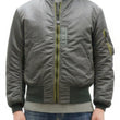 Load image into Gallery viewer, TOYS McCOY Men&#39;s MA-1 Flight Jacket - Albert Turner Reproduction, Sage Gray Nylon Bomber Jacket, Made in Japan TMJ2533
