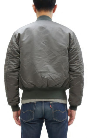 TOYS McCOY Men's MA-1 Flight Jacket - Albert Turner Reproduction, Sage Gray Nylon Bomber Jacket, Made in Japan TMJ2533
