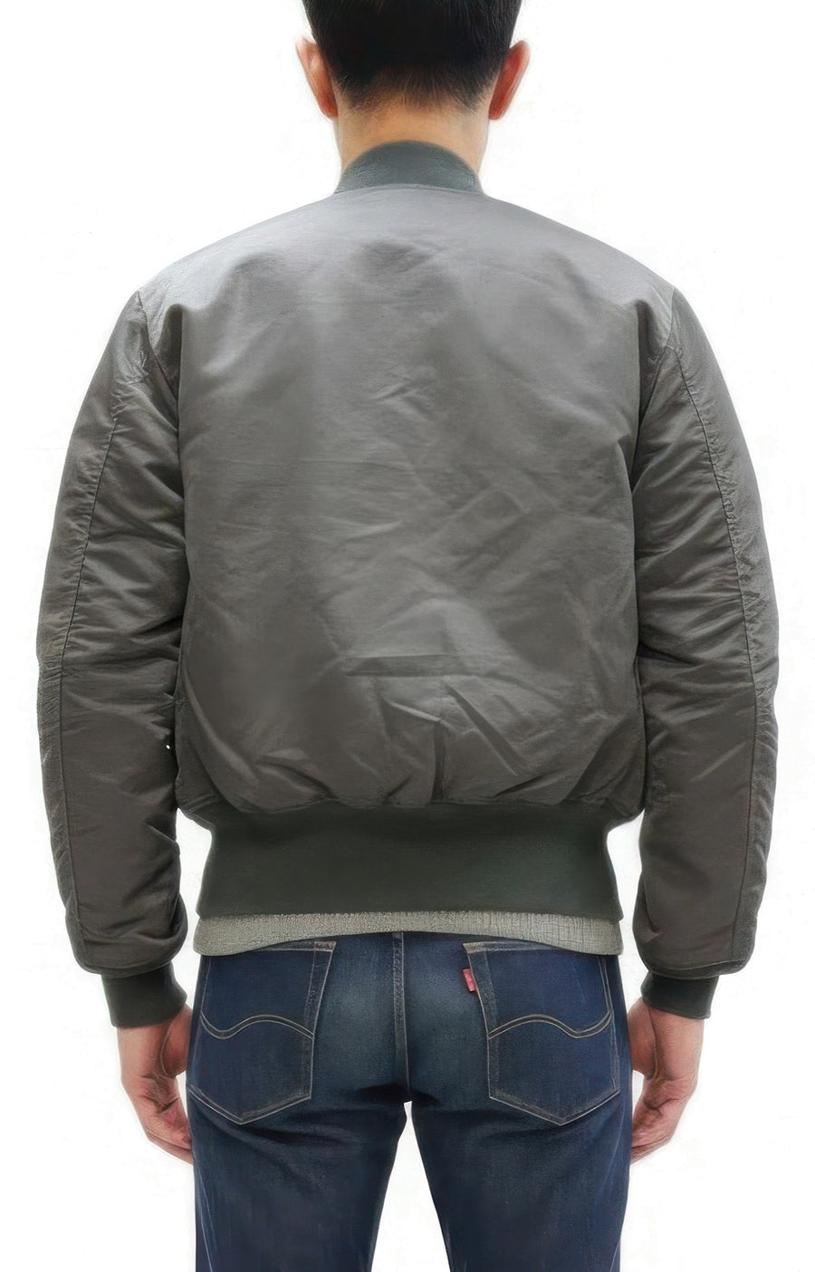 TOYS McCOY Men's MA-1 Flight Jacket - Albert Turner Reproduction, Sage Gray Nylon Bomber Jacket, Made in Japan TMJ2533
