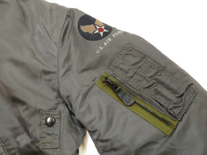 TOYS McCOY Men's MA-1 Flight Jacket, ALBERT TURNER MIL-J-8279A Reproduction, Nylon Twill Shell, Wool Pile Interlining, Made in Japan (TMJ2640, Sage)
