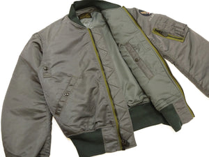 TOYS McCOY Men's MA-1 Flight Jacket, ALBERT TURNER MIL-J-8279A Reproduction, Nylon Twill Shell, Wool Pile Interlining, Made in Japan (TMJ2640, Sage)